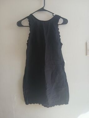 Anthropologie Black Scallop-Edge Sleeveless Mini Dress